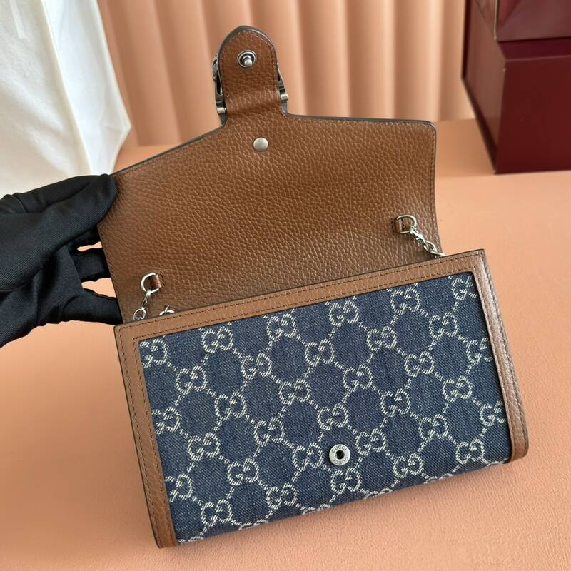 Gucci Dionysus Blue GG Supreme canvas with brown leather trim 20x13 shoulder — AAA Quality Replica