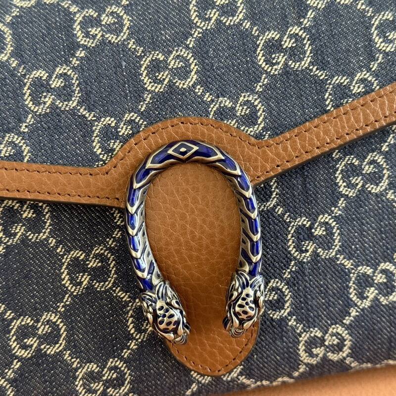 Gucci Dionysus Blue GG Supreme canvas with brown leather trim 20x13 shoulder — AAA Quality Replica