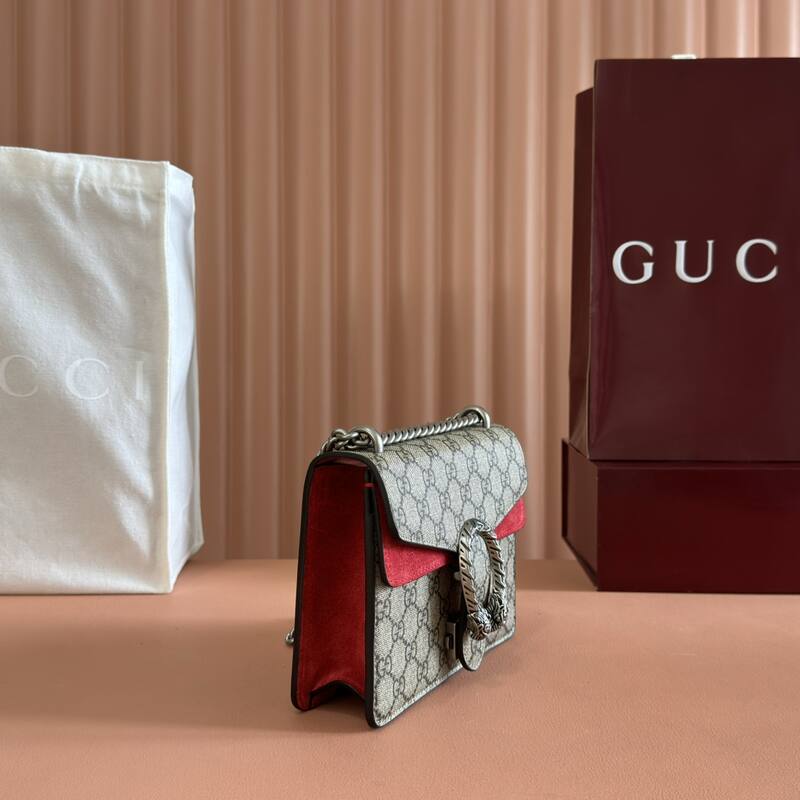 Gucci Dionysus 421970 GG Supreme with red suede 20 15 5 crossbody — 1:1 Replica