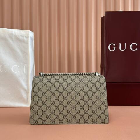 Gucci Dionysus Beige GG Supreme canvas with red suede 28x18x9cm shoulder Premium Replica