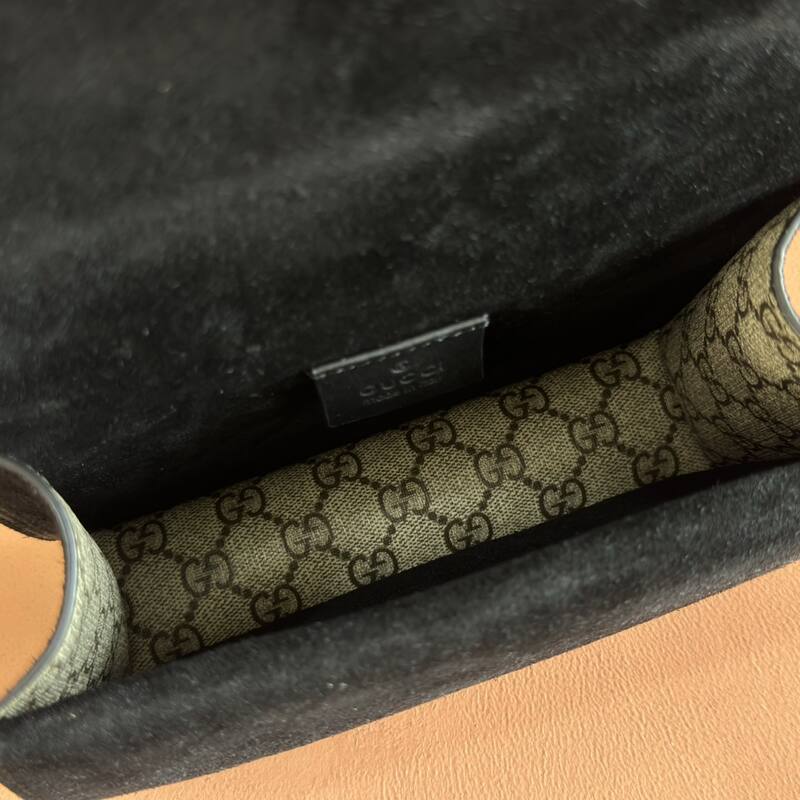 Gucci Dionysus Beige Ebony GG Supreme with black suede trim 20x15 shoulder — 1:1 Replica