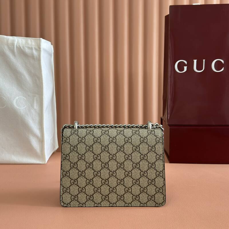 Gucci Dionysus Beige Ebony GG Supreme with black suede trim 20x15 shoulder — 1:1 Replica