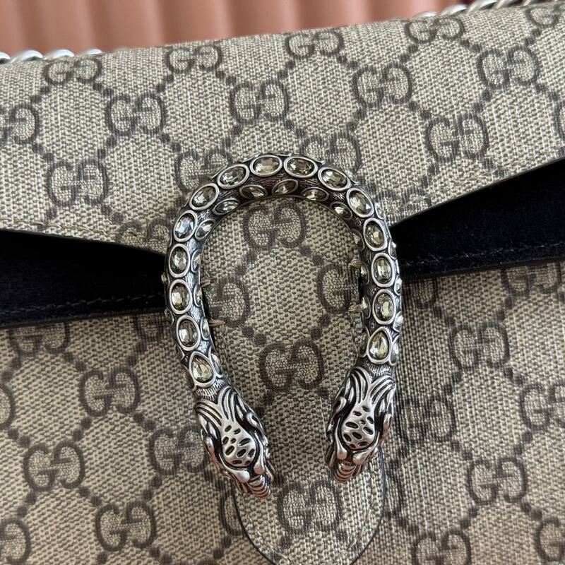 Gucci Dionysus GG Supreme beige ebony with black leather shoulder — Premium Replica
