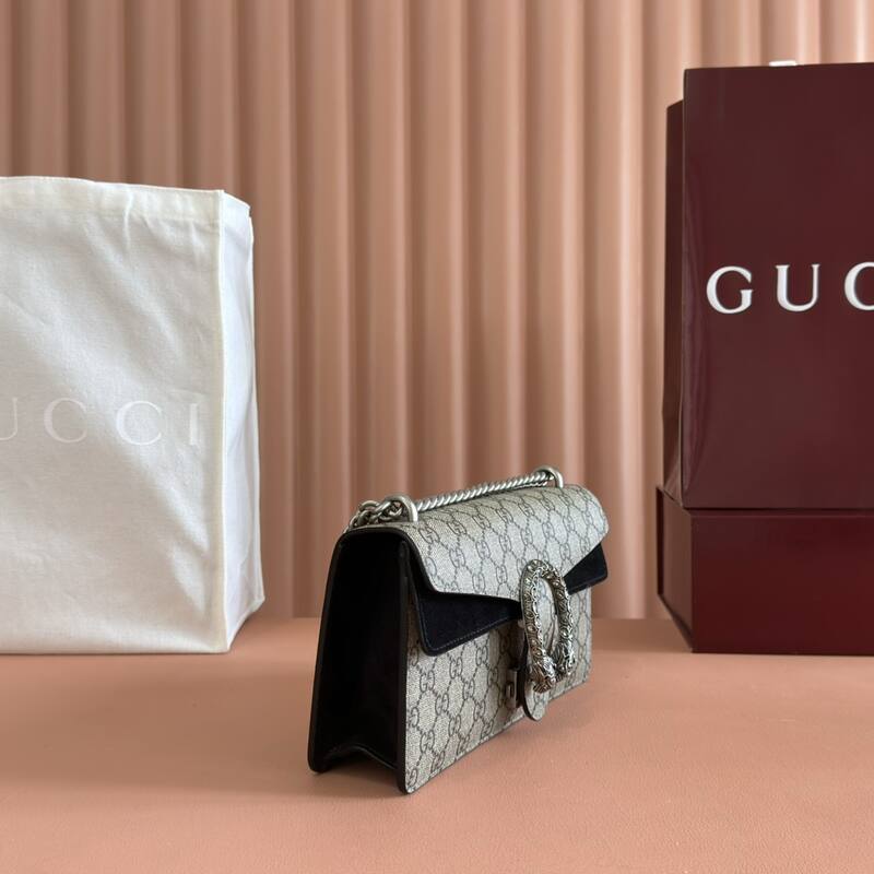Gucci Dionysus GG Supreme beige ebony with black leather shoulder — Premium Replica