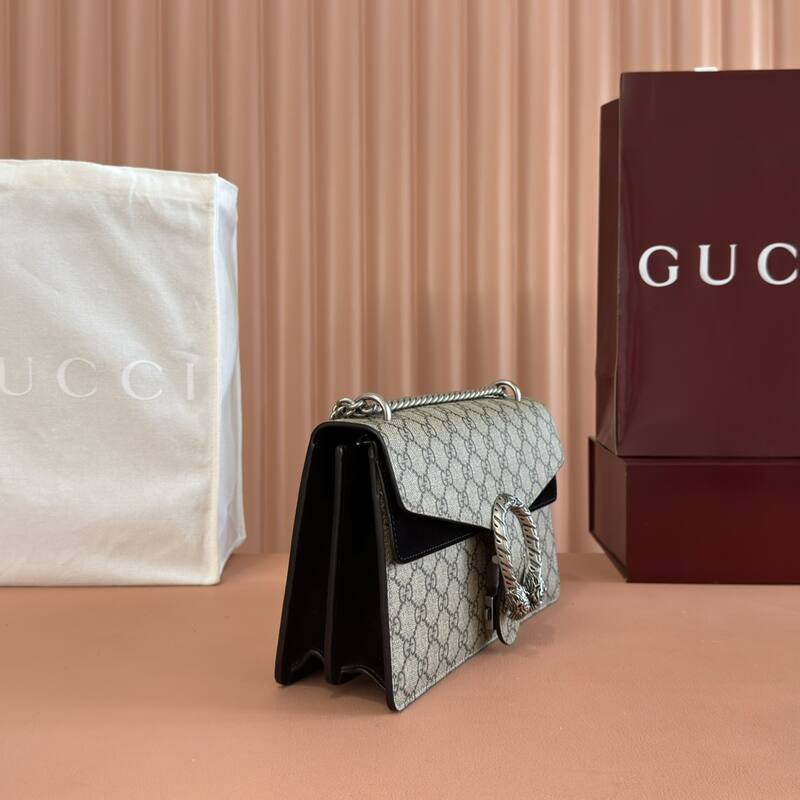 Gucci Dionysus GG Supreme beige ebony with black trim 28 18 shoulder — Premium Replica