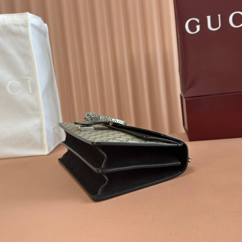 Gucci Dionysus GG Supreme beige ebony with black trim 28 18 shoulder — Premium Replica