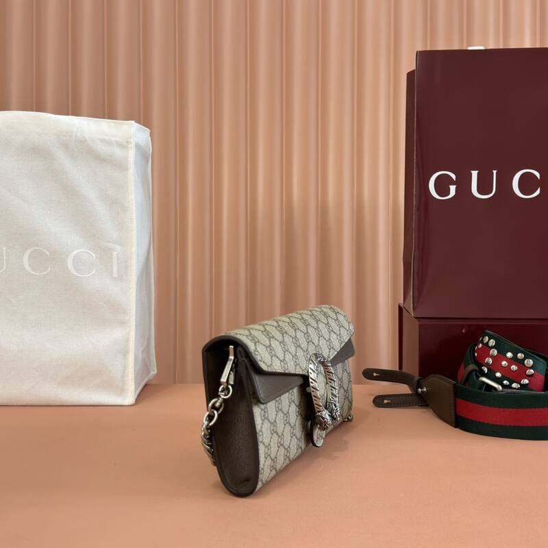 Gucci Dionysus GG Supreme beige brown crossbody — Premium Replica