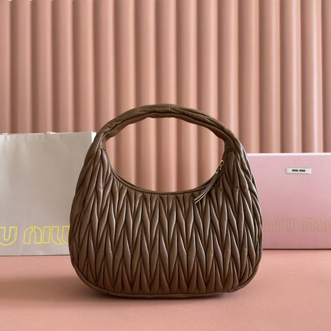 Miu Miu Wander Matelass Hobo Brown Matelass Leather 29x24x10cm shoulder 1 1 Replica
