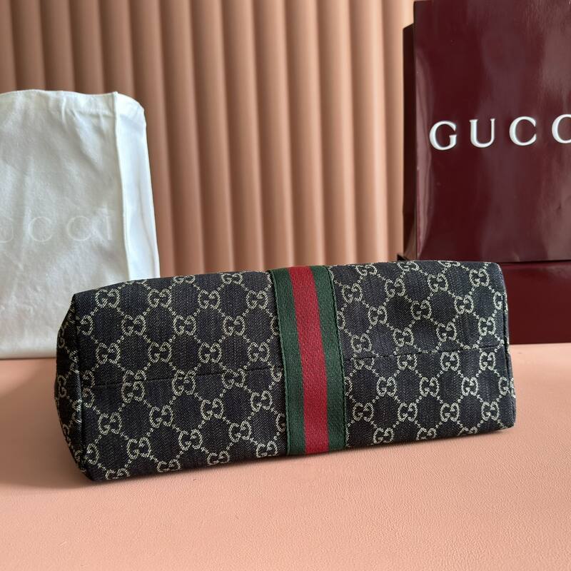 Gucci Giglio GG Supreme brown with green-red-green stripe tote — 1:1 Replica