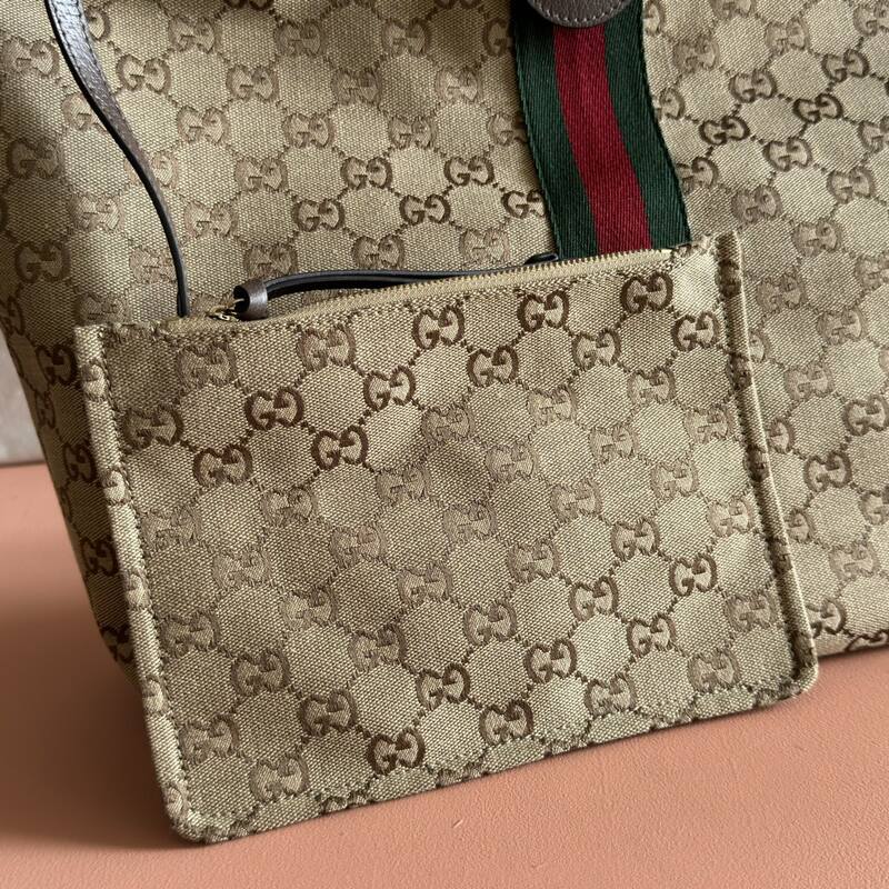 Gucci Giglio Beige GG canvas with Web stripe tote — 1:1 Replica