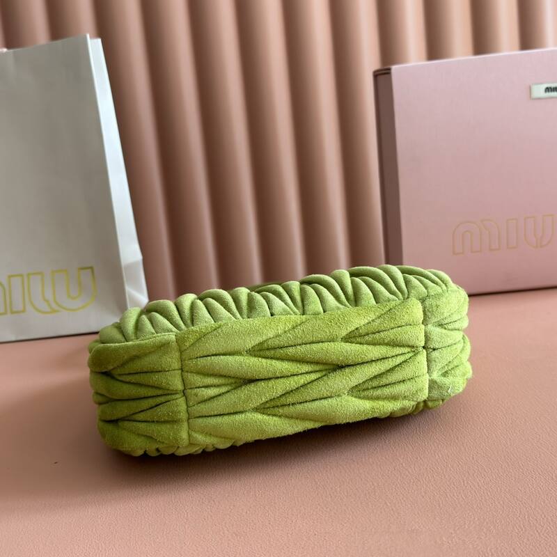 Miu Miu Wander Matcha green suede matelasse hobo bag — Premium Replica