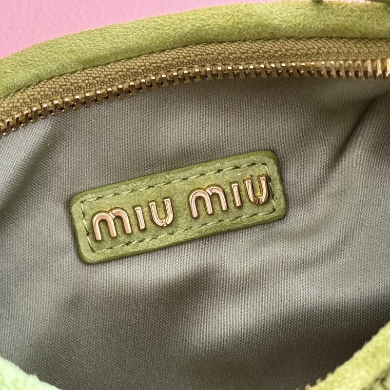 Miu Miu Wander Matcha green suede matelasse hobo bag — Premium Replica