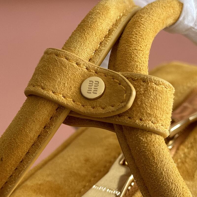 Miu Miu Arcadie Mustard yellow suede matelasse crossbody bag — AAA Quality Replica