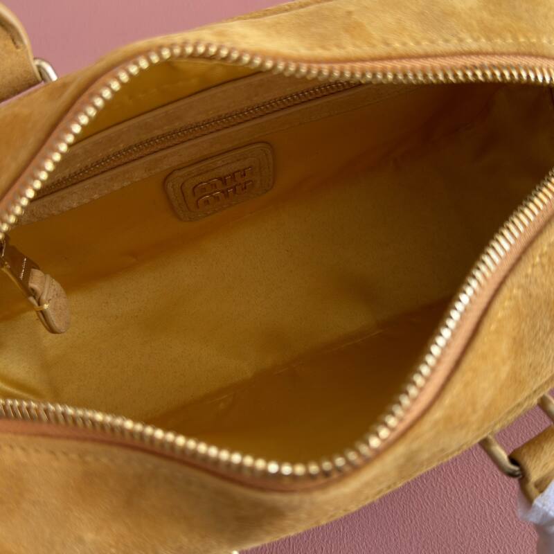 Miu Miu Arcadie Mustard yellow suede matelasse crossbody bag — AAA Quality Replica