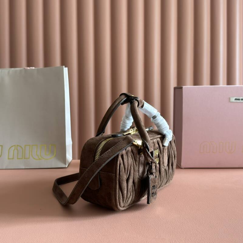 Miu Miu Arcadie Brown Matelasse Suede crossbody bag — Premium Replica