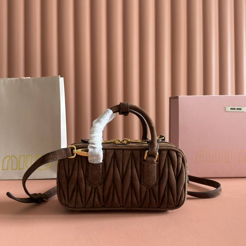 Miu Miu Arcadie Brown Matelasse Suede crossbody bag — Premium Replica
