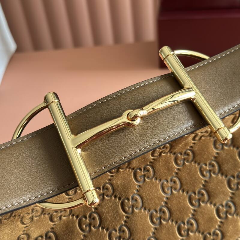 Gucci Beatrix Brown suede GG embossed shoulder — AAA Quality Replica