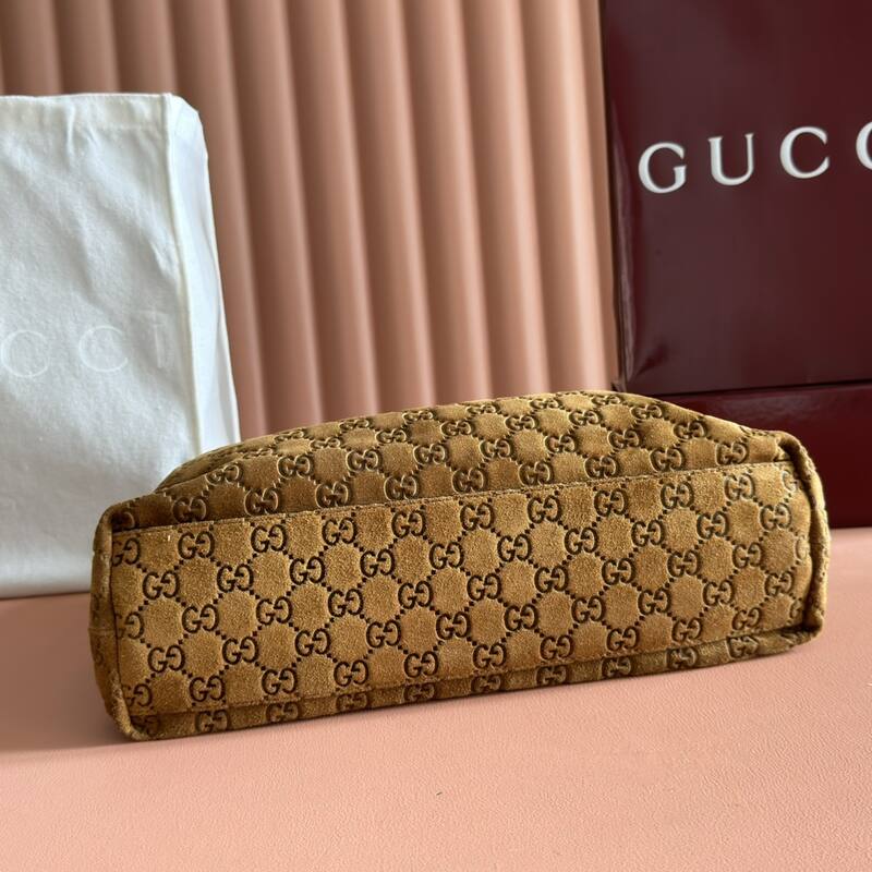 Gucci Beatrix Brown suede GG embossed shoulder — AAA Quality Replica