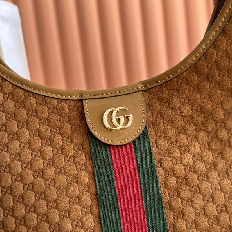 Gucci Giglio Brown GG canvas with green-red-green stripe tote — 1:1 Replica