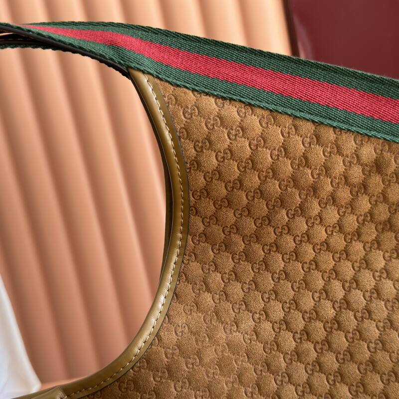Gucci Giglio Brown GG canvas with green-red-green stripe tote — 1:1 Replica