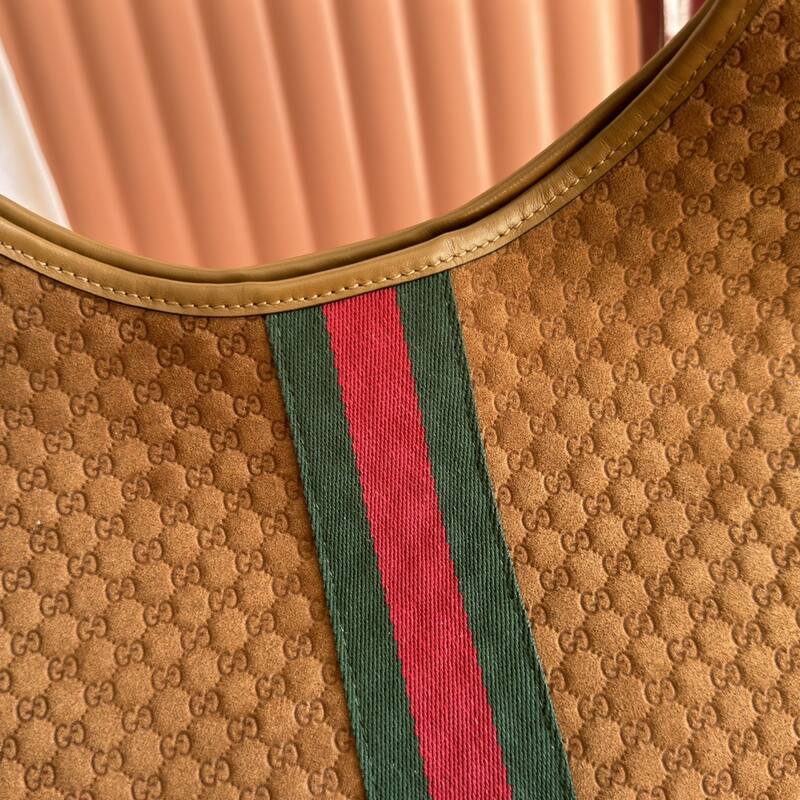 Gucci Giglio Brown GG canvas with green-red-green stripe tote — 1:1 Replica
