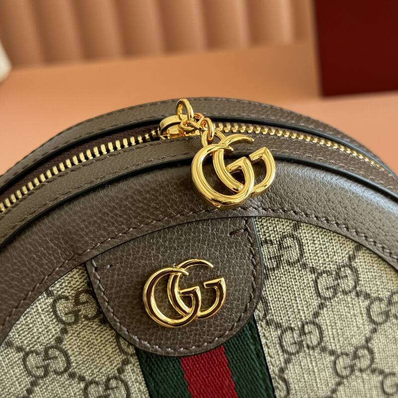 Gucci Ophidia Beige Ebony GG Supreme with brown leather trim 18x18x4 crossbody — AAA Quality Replica