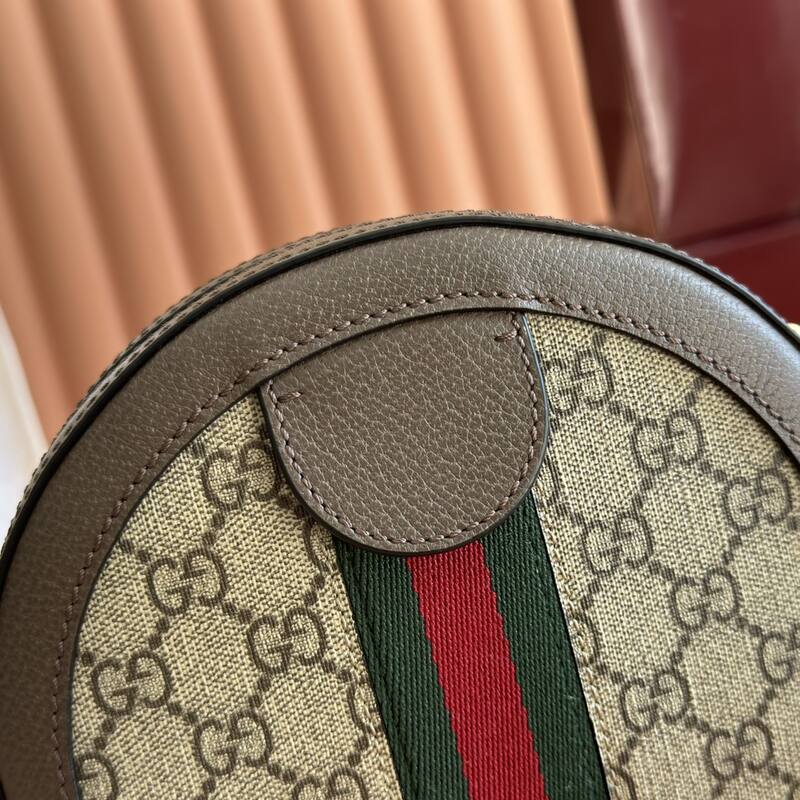 Gucci Ophidia Beige Ebony GG Supreme with brown leather trim 18x18x4 crossbody — AAA Quality Replica