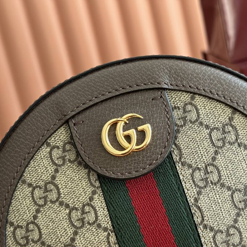 Gucci Ophidia Beige Ebony GG Supreme with brown leather trim 18x18x4 crossbody — AAA Quality Replica