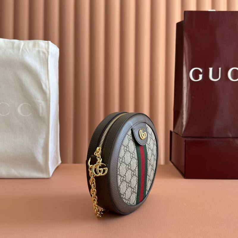 Gucci Ophidia Beige Ebony GG Supreme with brown leather trim 18x18x4 crossbody — AAA Quality Replica