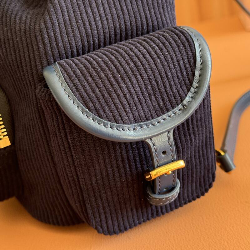 Miu Miu Navy blue corduroy 22x18x11cm backpack — AAA Quality Replica