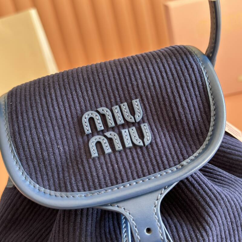 Miu Miu Navy blue corduroy 22x18x11cm backpack — AAA Quality Replica
