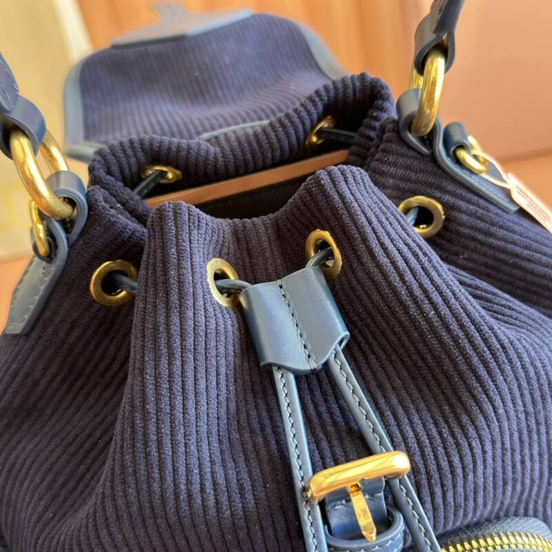 Miu Miu Navy blue corduroy 22x18x11cm backpack — AAA Quality Replica
