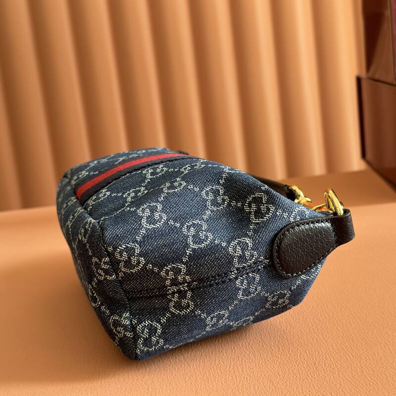 Gucci Blue denim GG with Web stripe shoulder — Premium Replica