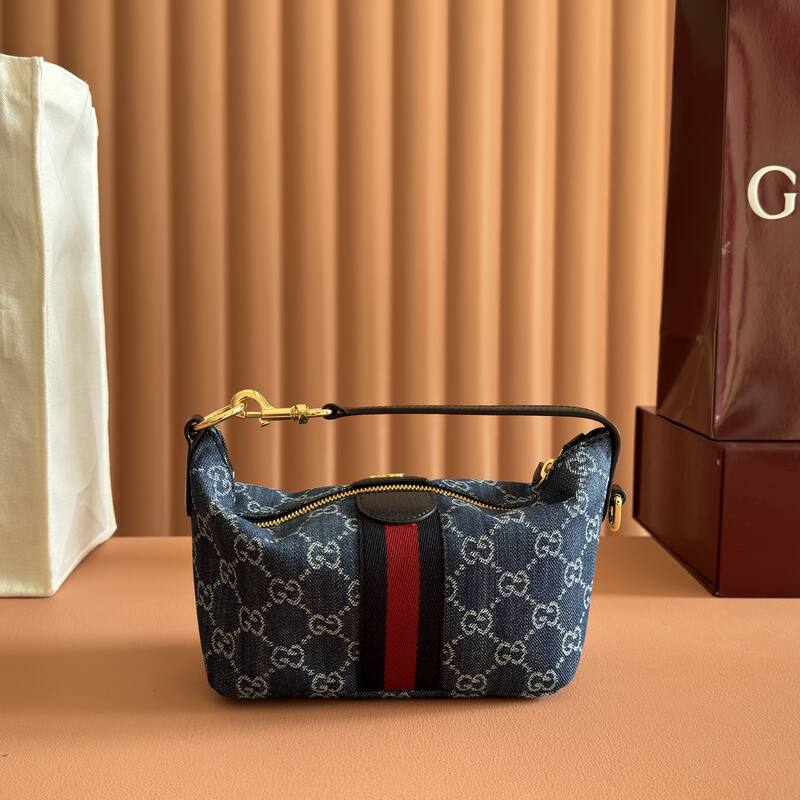 Gucci Blue denim GG with Web stripe shoulder — Premium Replica