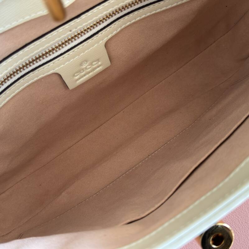 Gucci Jackie 1955 Beige Ebony GG Supreme with white leather trim shoulder — Premium Replica