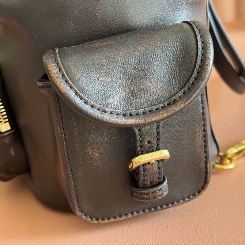 Miu Miu Vintage dark brown leather 22x18x11cm backpack — Top Quality Replica