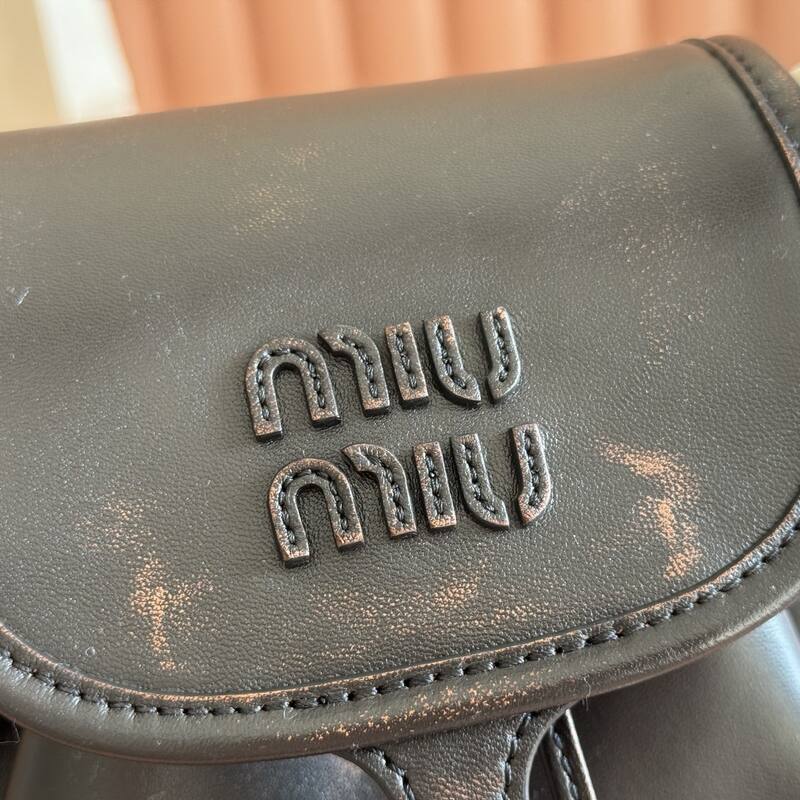 Miu Miu Vintage dark brown leather 22x18x11cm backpack — Top Quality Replica