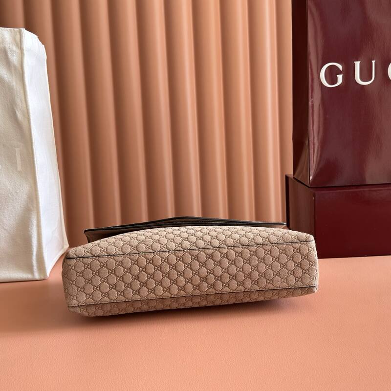 Gucci Beige GG monogram suede shoulder — AAA Quality Replica