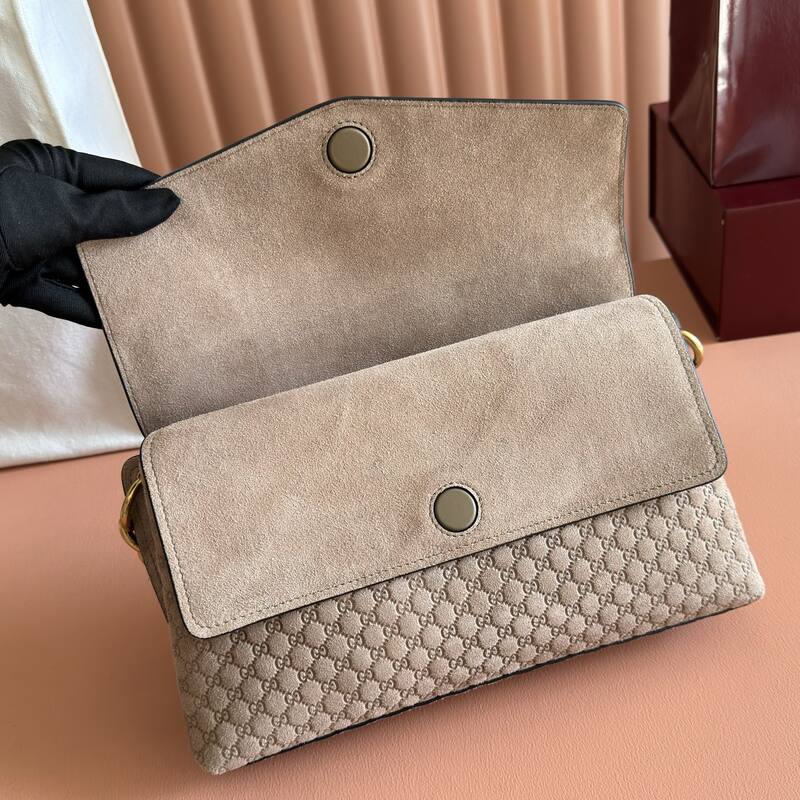 Gucci Beige GG monogram suede shoulder — AAA Quality Replica