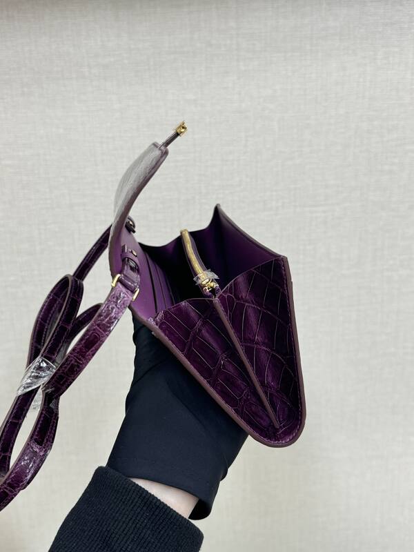 Hermes Constance To Go Purple crocodile crossbody — Premium Replica