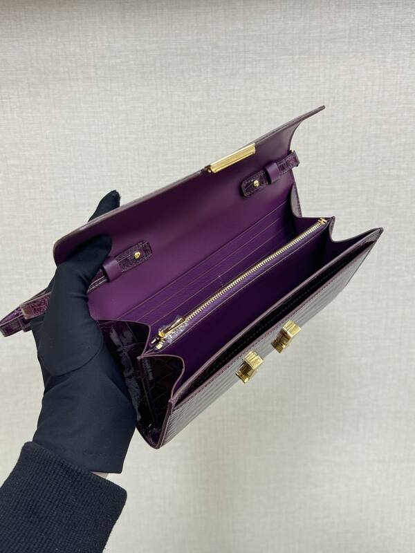 Hermes Constance To Go Purple crocodile crossbody — Premium Replica
