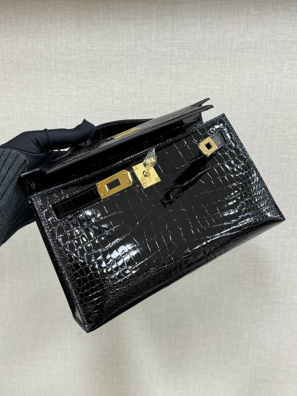 Hermes Kelly Black Crocodile evening — 1:1 Replica