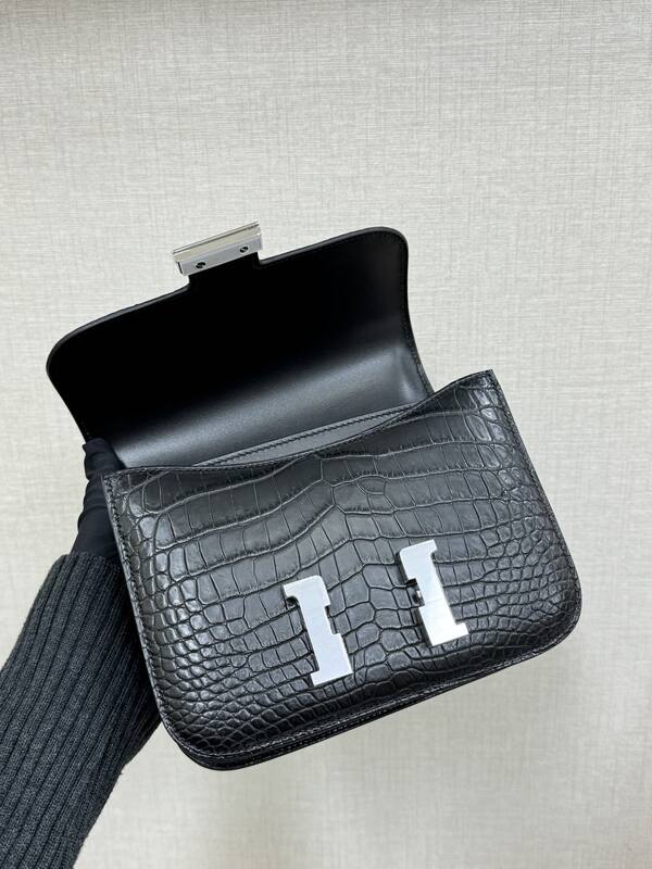 Hermes Constance Black crocodile shoulder — Premium Replica