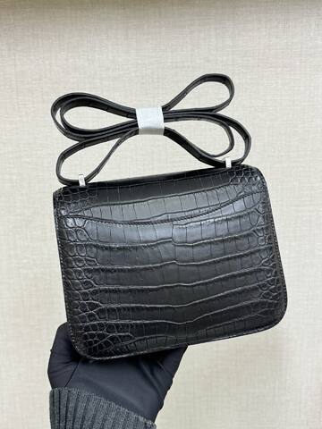 Hermes Constance Black crocodile 19cm shoulder Premium Replica