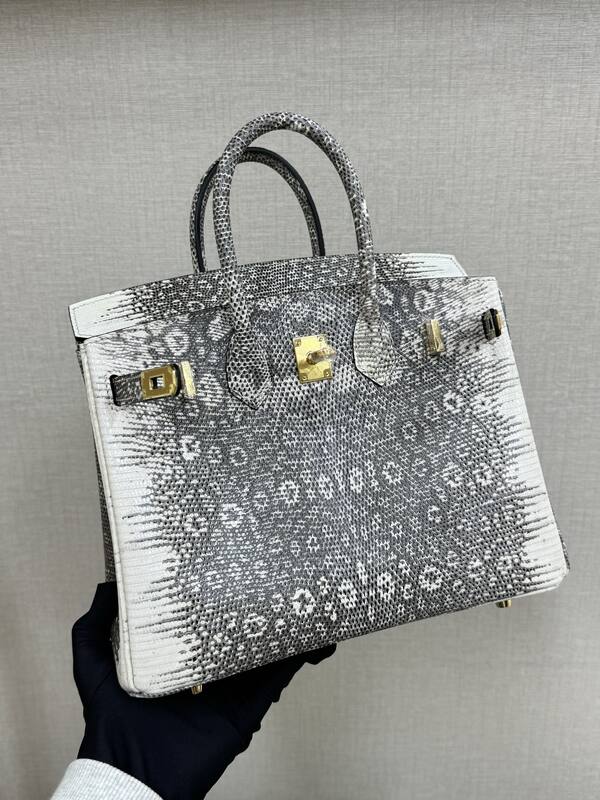 Hermes Birkin 25 Gray White Lizard everyday — 1:1 Replica