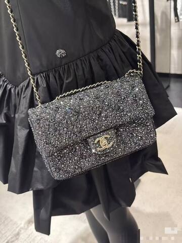 Chanel Classic Flap Black crystal evening Premium Replica