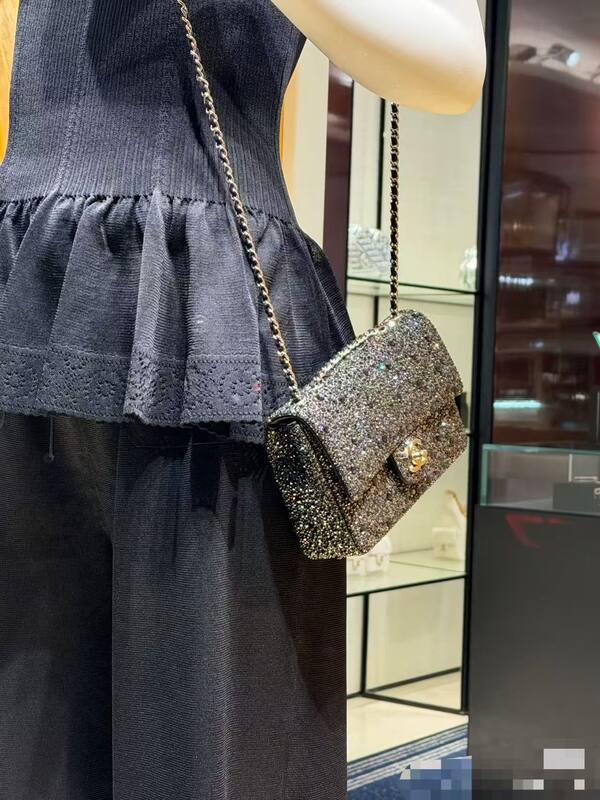 Chanel Classic Flap Black crystal evening — Premium Replica