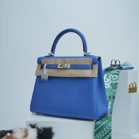 Hermes Kelly Blue and Beige Togo leather everyday Premium Replica