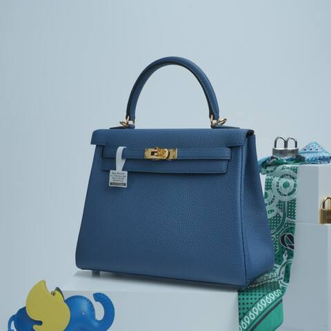 Hermes Kelly Blue Togo leather shoulder Premium Replica