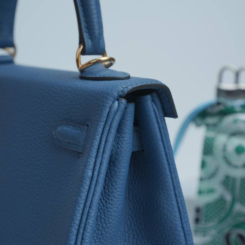 Hermes Kelly Blue Togo leather shoulder — Premium Replica
